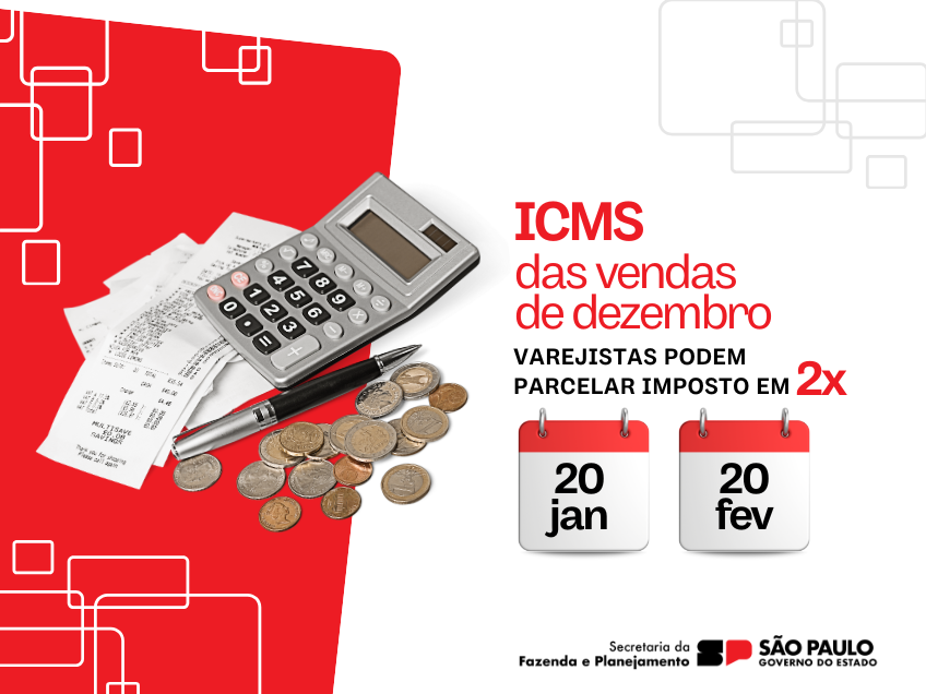 ICMS das vendas de dezembro poderão ser divididos em duas parcelas